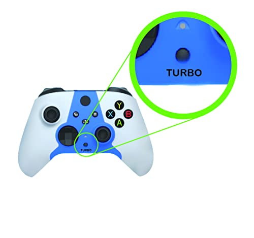 בקר משחק אלחוטי לסדרת Xbox X | S עם כפתור טורבו, 4 מנועי רטט ושקע שמע סטריאו, התואם ל- Xbox One, PC/מחשב נייד Windows 10-Blue